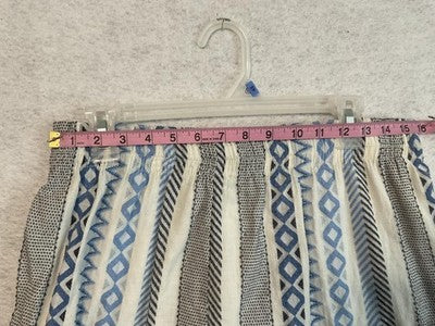 LOFT Skirt Womens Medium Blue Geometric Tiered A-Line Short Lined Elastic Waist