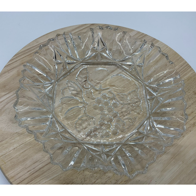 Vintage Federal Cut Glass Pioneer Fruit Dish Bowl 10" Clear Octagon Serving
