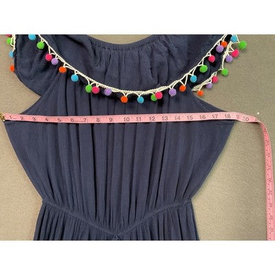 Toxik 3 1X Navy Wide Leg Jumpsuit Off Shoulder Bohemian Festival Style Stretch