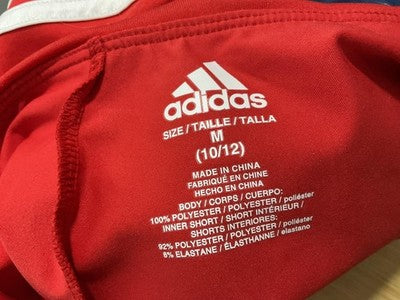 Adidas Skort Girls 10-12 Red Blue Striped Tennis Elastic Waist Shorts Active