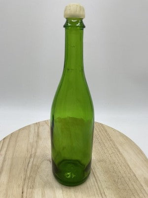 Unmarked Green Pressed Glass Tumbler Bottle With Lid Stopper Kitchen Bar Decor