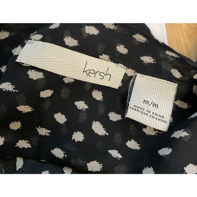 Kersh Black White Splash Polka Dot Dress Size M Chiffon V-Neck Lined Boho