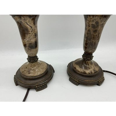 Table Lamps Set of 2 Brown Faux Marble Bronze Finish Traditional Decor 24" Tall