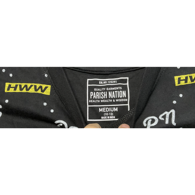 Parish Nation Boys Medium Graphic Tee Black Yellow PN HWW Logo Print Shirt