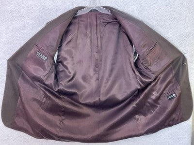 VTG Zylos George Machado Sport Coat Men 44 Brown Wool Check Blazer Lined Busines