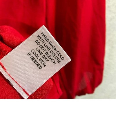 Sami & Jo Blouse Womens XL Red Chain Neck Balloon Sleeve High Low Top