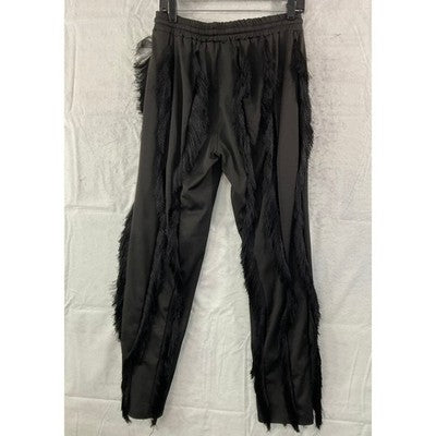 Fringe Joggers Women XL Black Tassel Streetwear Statement Pants