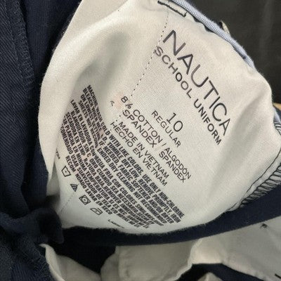 Nautica School Uniform Pants Boys 10 Blue Twill Adjustable Waist Stretch Cotton