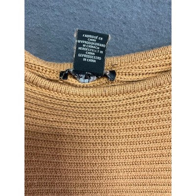 Rachel Zoe Women's Knit Sweater S Brown Cotton Blend Textured Pullover Boho