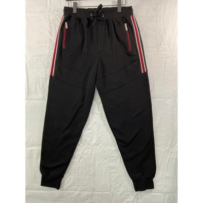 One Point One Joggers Mens XL Black Red Green Side Stripe Zipper Streetwear