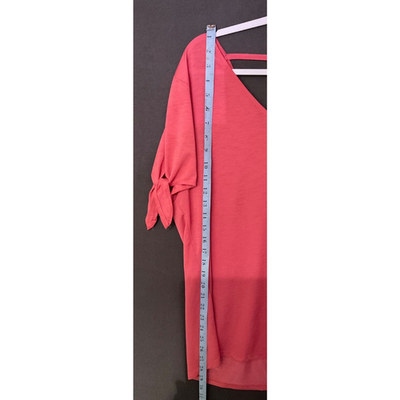 Coral V-Neck Women's Top 1XL Short Sleeve , Sleeves Tie, Cold Shoulder
