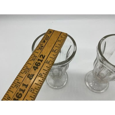 Sundae Glass Set 2 Clear Paneled Retro Soda Fountain Milkshake Cup