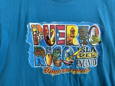 Yazbek Puerto Rico Shirt Boys Large Blue Graphic Tee Isla Del Encanto Travel