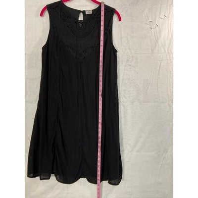 Wrangler Shift Dress Women Medium Black Crochet Lace Boho Sleeveless Mini