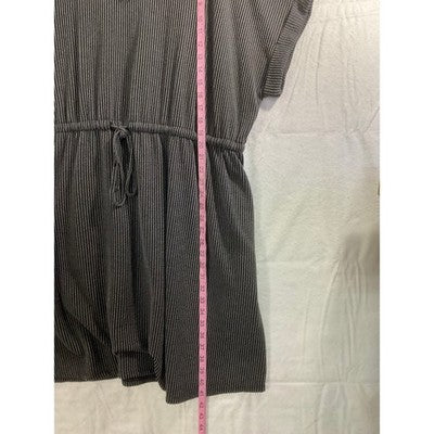 Maurices 24/7 Knit Dress Womens 2X Black Grey Striped Drawstring Waist Pockets