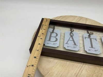 New View Bath Wall Plaque Brown Glass Shadow Box Hanging Frame Bathroom Decor