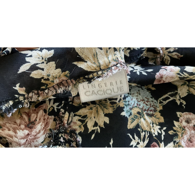 Cacique Dress Womens Small Black Floral Slip Nightgown Chemise Spaghetti Strap