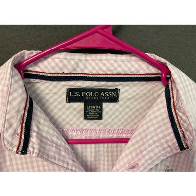 U.S. Polo Assn. Gingham Shirt L/14-16 Violet Mist New with Tags