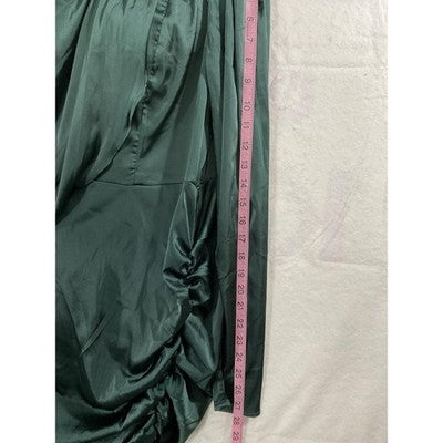 SheIn Dress Womens 1XL Green Satin One Shoulder Ruched Bodycon Party