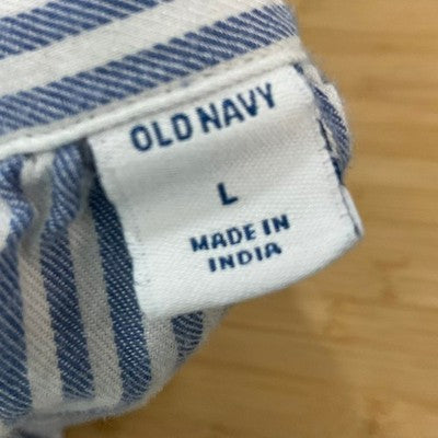 Old Navy Blouse Womens Large Blue White Striped Square Neck Long Sleeve Top