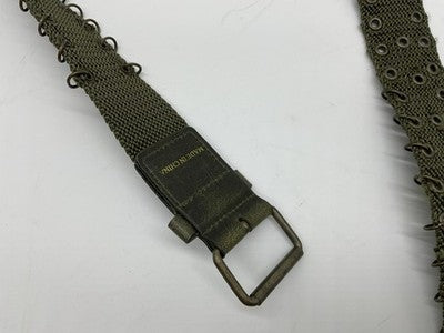 Olive Green Canvas Grommet Ring Belt Adjustable Webbing Metal Buckle Unisex