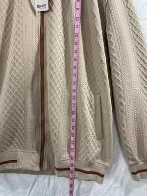 RISKROLE Jacket Mens 3XL Beige Textured Track Full Zip Elbow Patch Geometric