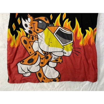 Cheetos Flamin Hot Graphic T-Shirt Mens Large Black Chester Cheetah Flame Tee