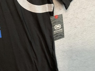 Ecko Unltd Shirt Boys 12 Black Hooded Short Sleeve Rhino Graphic Tee Top Cotton