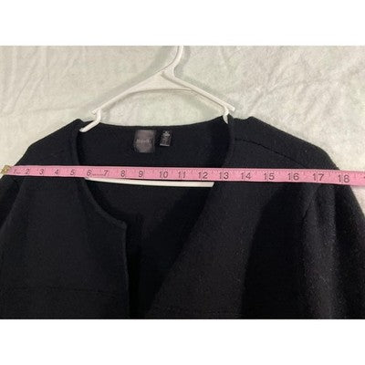Rafaella Cardigan Sweater Womens XL Black Open Front Longline Knit Casual