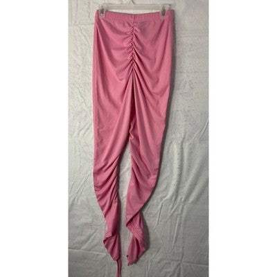Stacked Leggings Womens L Pink Ribbed Ruched High Waist Streetwear