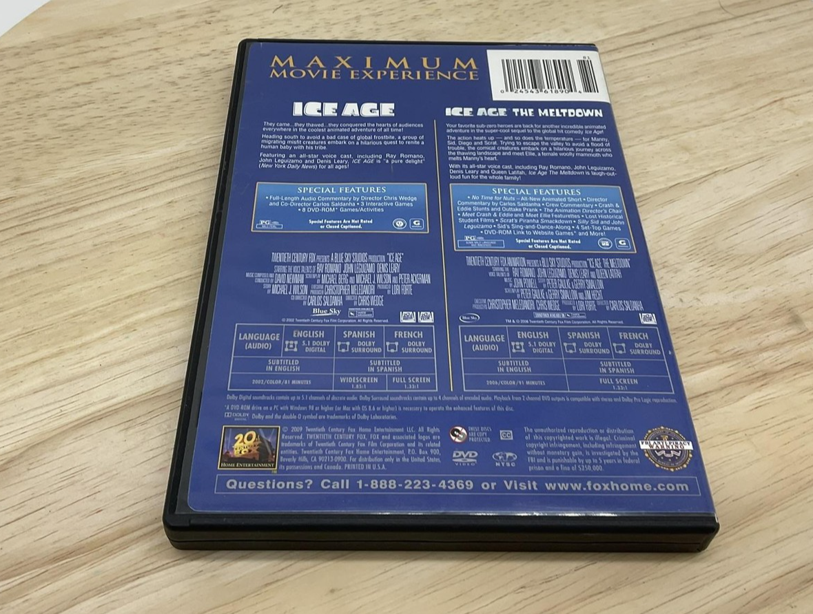 Ice Age + The Meltdown DVD Double Feature 2-Disc Full Screen 2-Movie Set Family