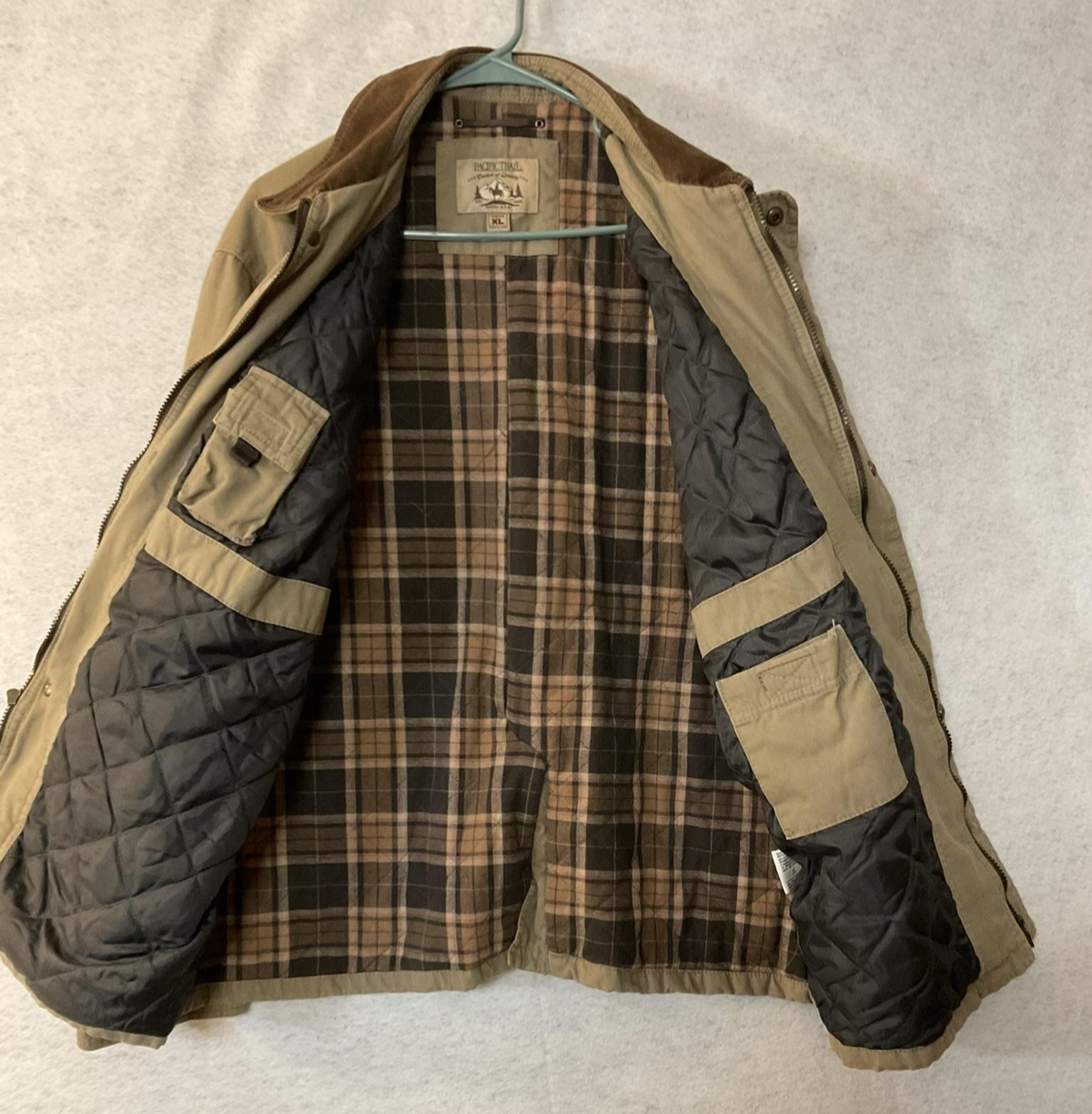 Pacific Trail Mens XL Beige Canvas Lined Barn Field Coat Parka Pockets Retro