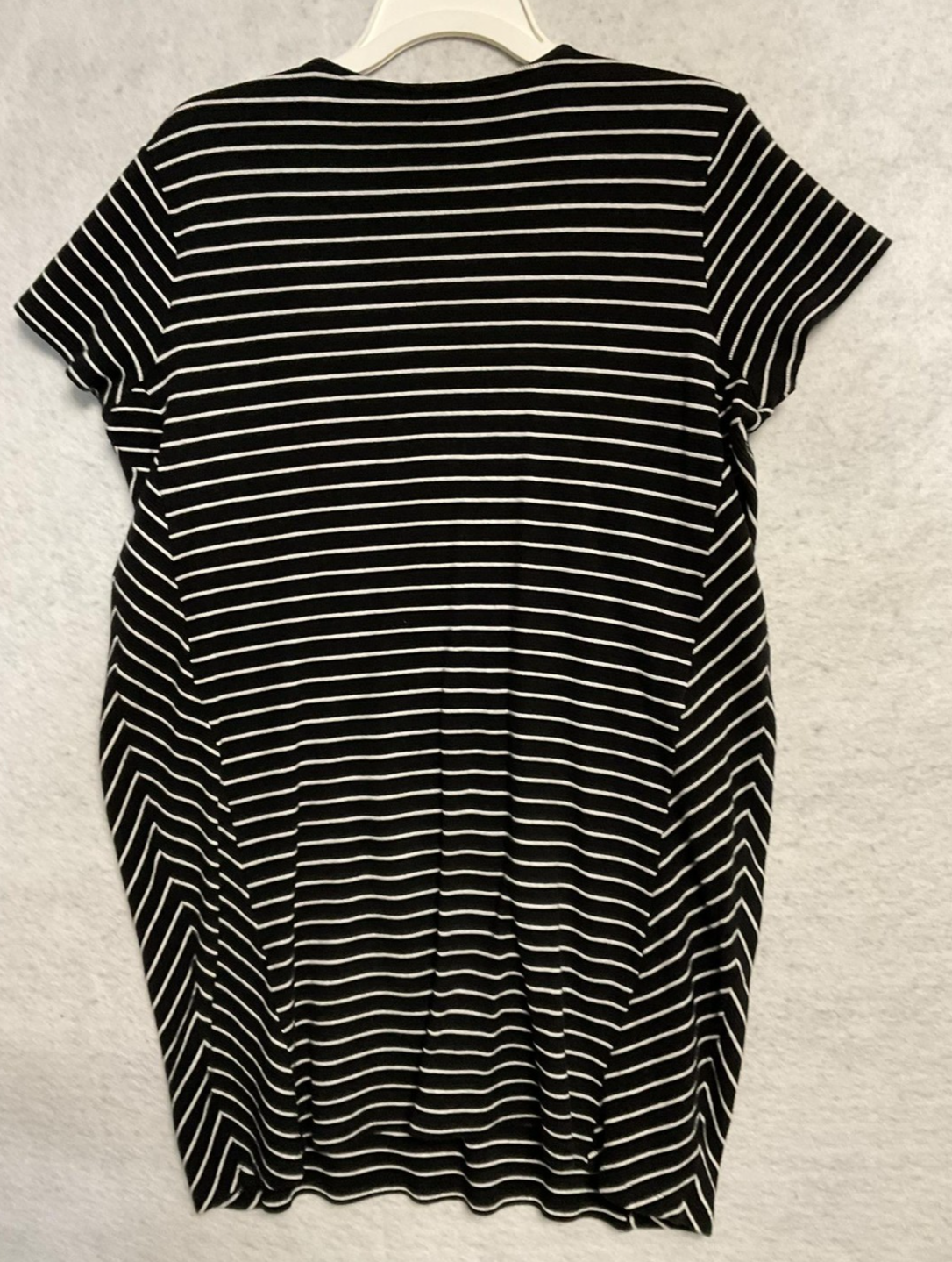 J. Jill Dress Womens Petite Large Black White Stripe T-Shirt Shift Pockets