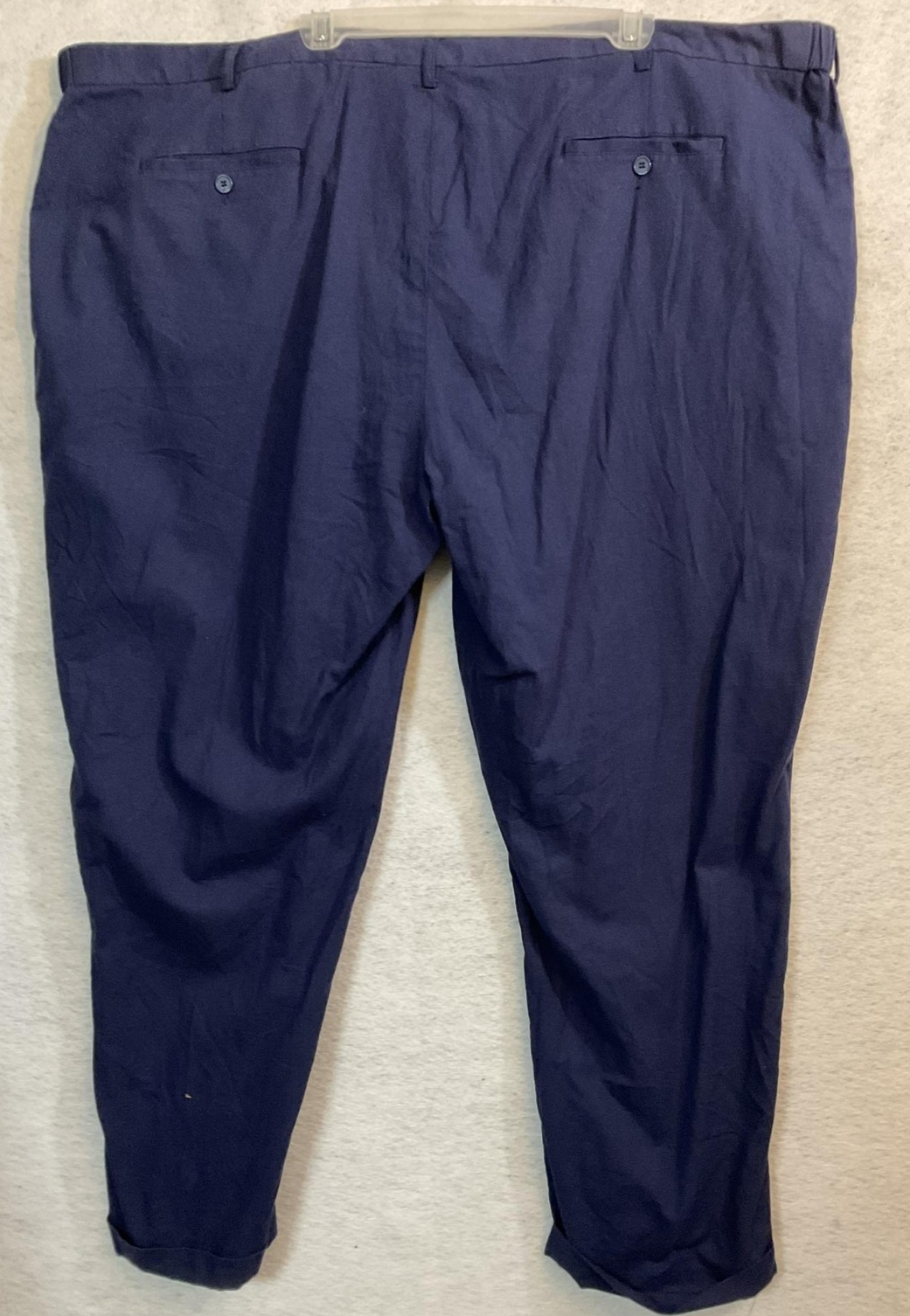 St. Patrick Dress Pants Mens 56x32 Blue Linen Rayon Pleated Easy Care Big Tall