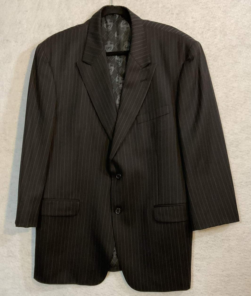 Vintage Phat Farm Suit Men 44 Gray Wool Pinstripe 3 Piece Pant 37x29 Vest Mexico