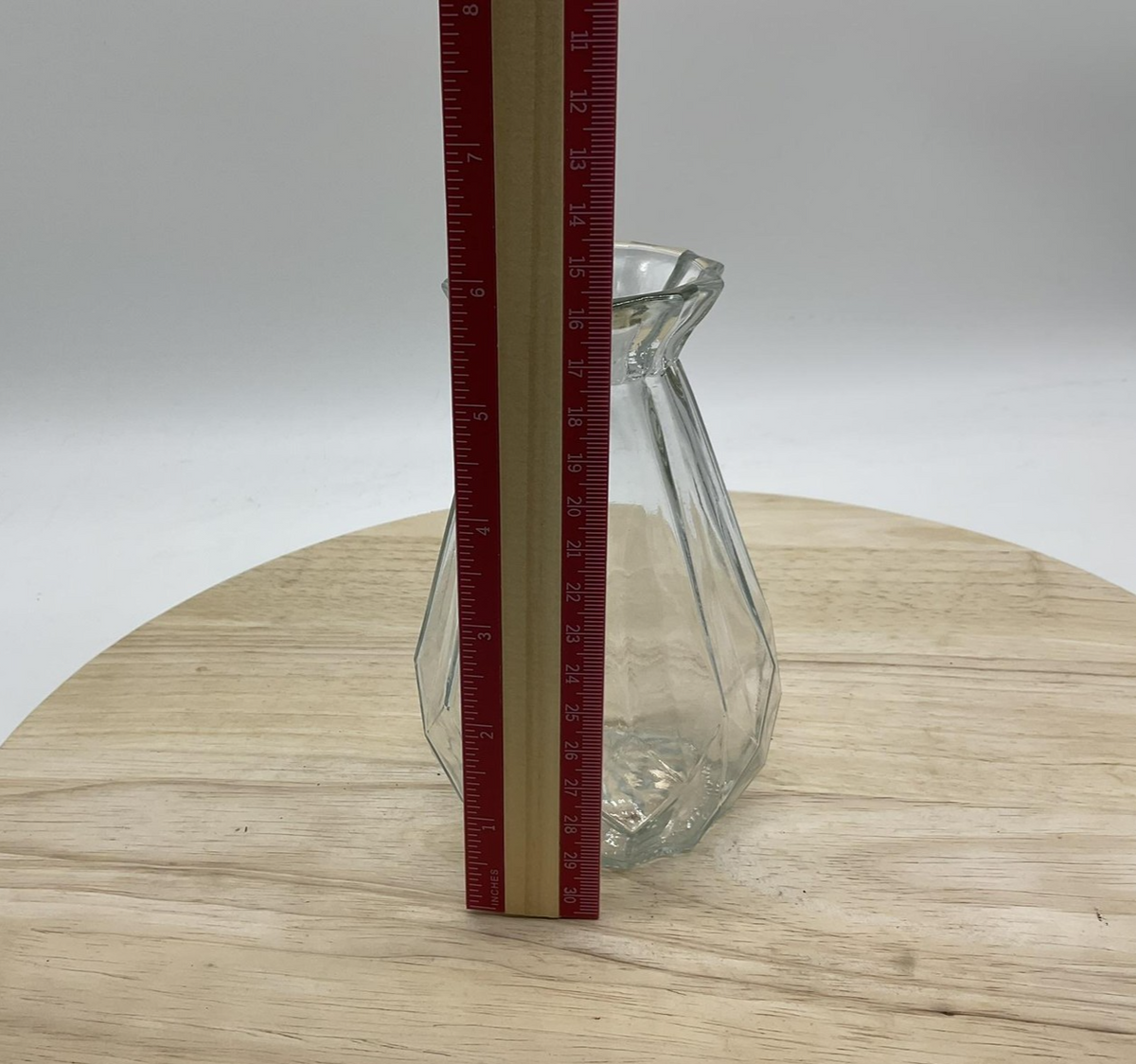 Clear Glass Vase Faceted Panel Sides Starburst Base Flared Rim Decor Centerpiece