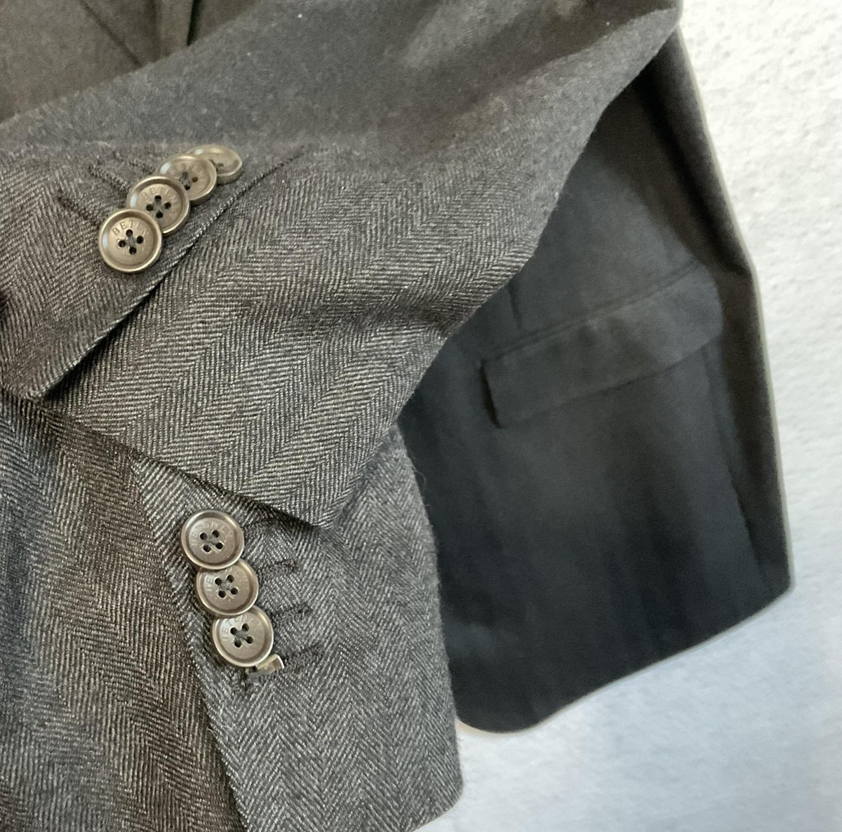 Paul Betenly Sport Coat Mens 48L Gray Wool Cashmere Herringbone Blazer