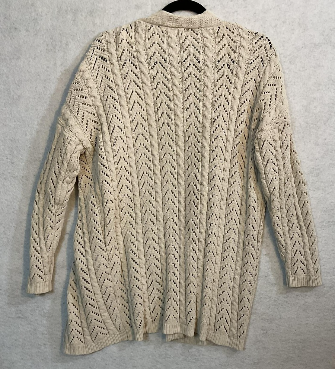 Moon & Madison Sweater Womens Medium White Open Knit Crochet Cardigan Top