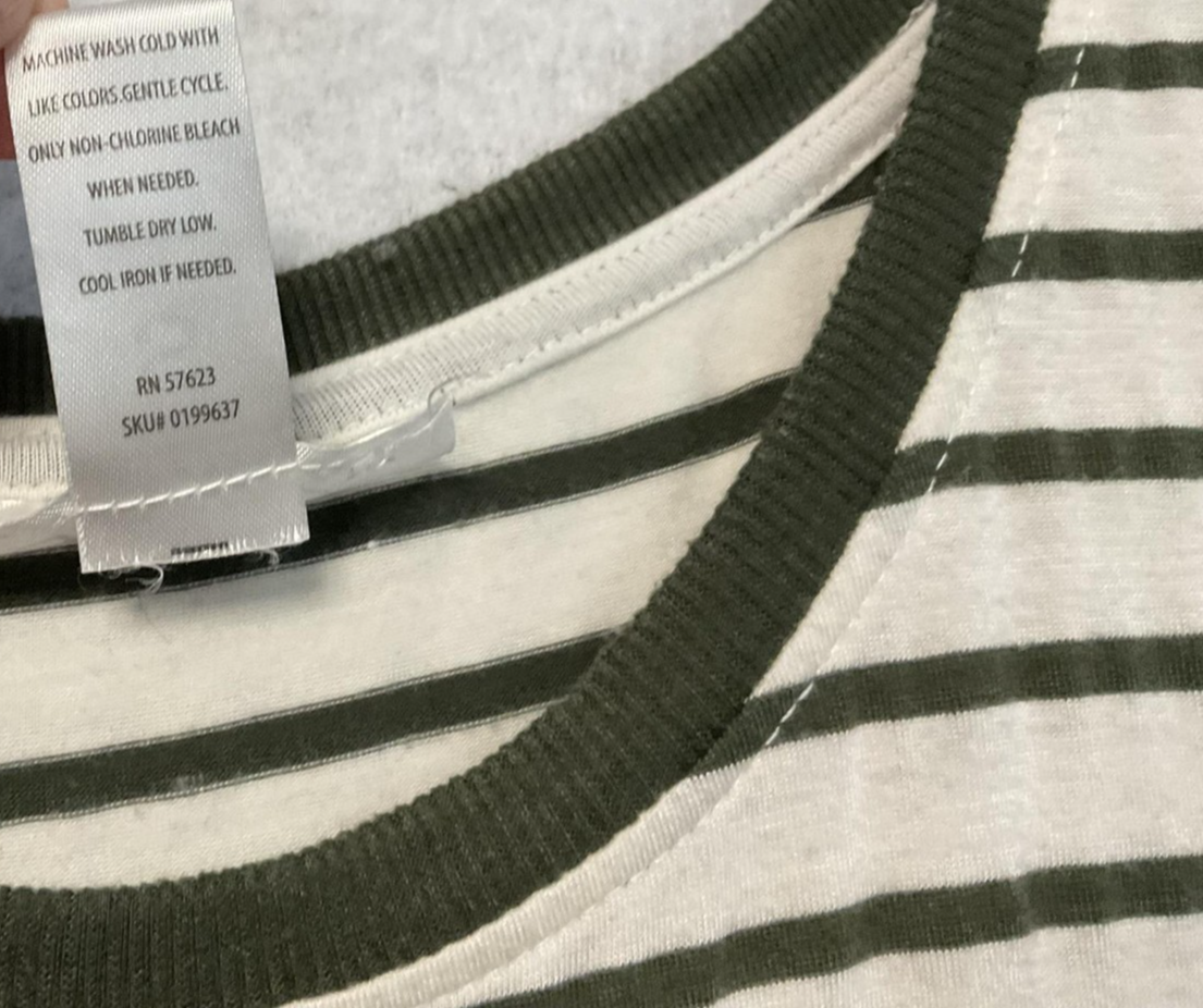 Just Be Dress Womens Small White Green Striped Sleeveless Knot Front Casual Tank