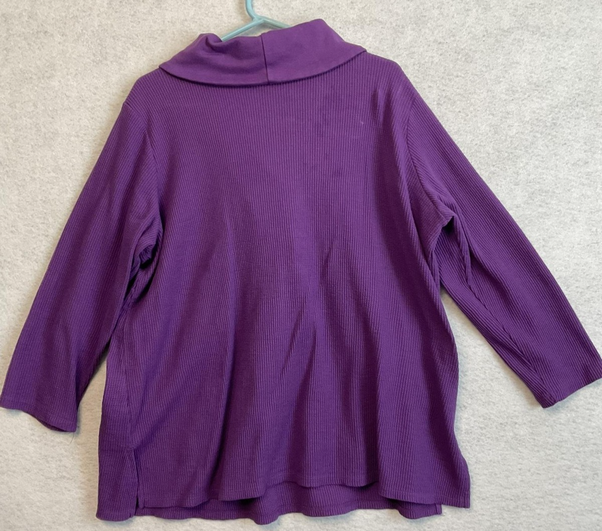 Roaman's Shirt Womens 18/20 Purple Cowl Neck 3/4 Sleeve Knit Top Plus Size