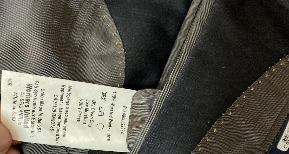 Hart Schaffner Marx Suit Jacket Men 46 Gray Wool Two Button Lined Blazer USA