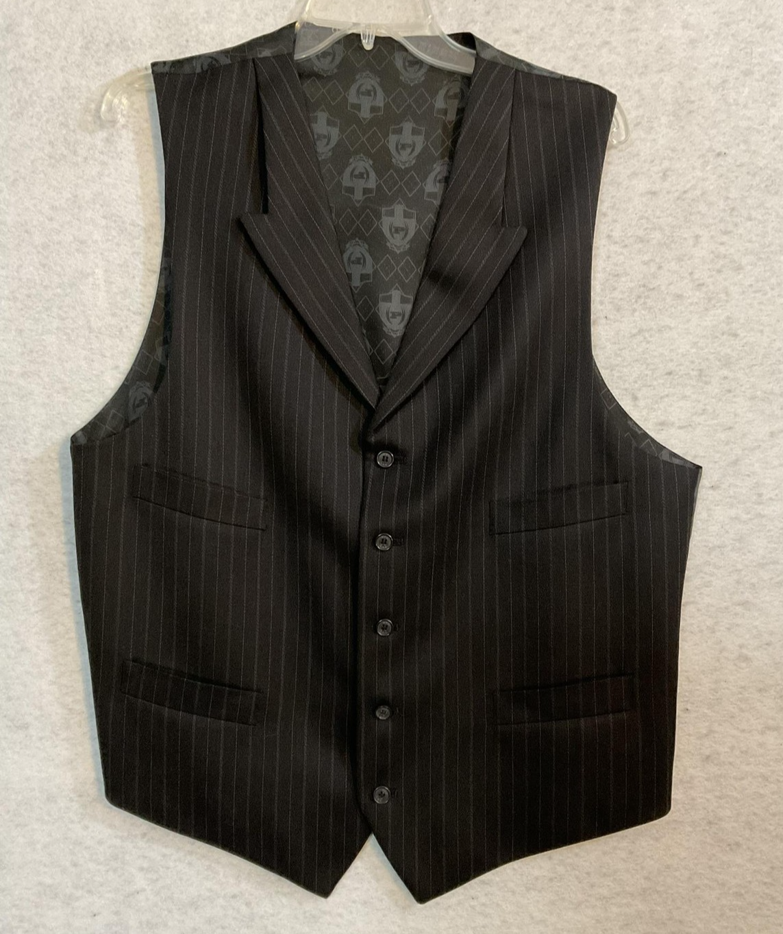Vintage Phat Farm Suit Men 44 Gray Wool Pinstripe 3 Piece Pant 37x29 Vest Mexico