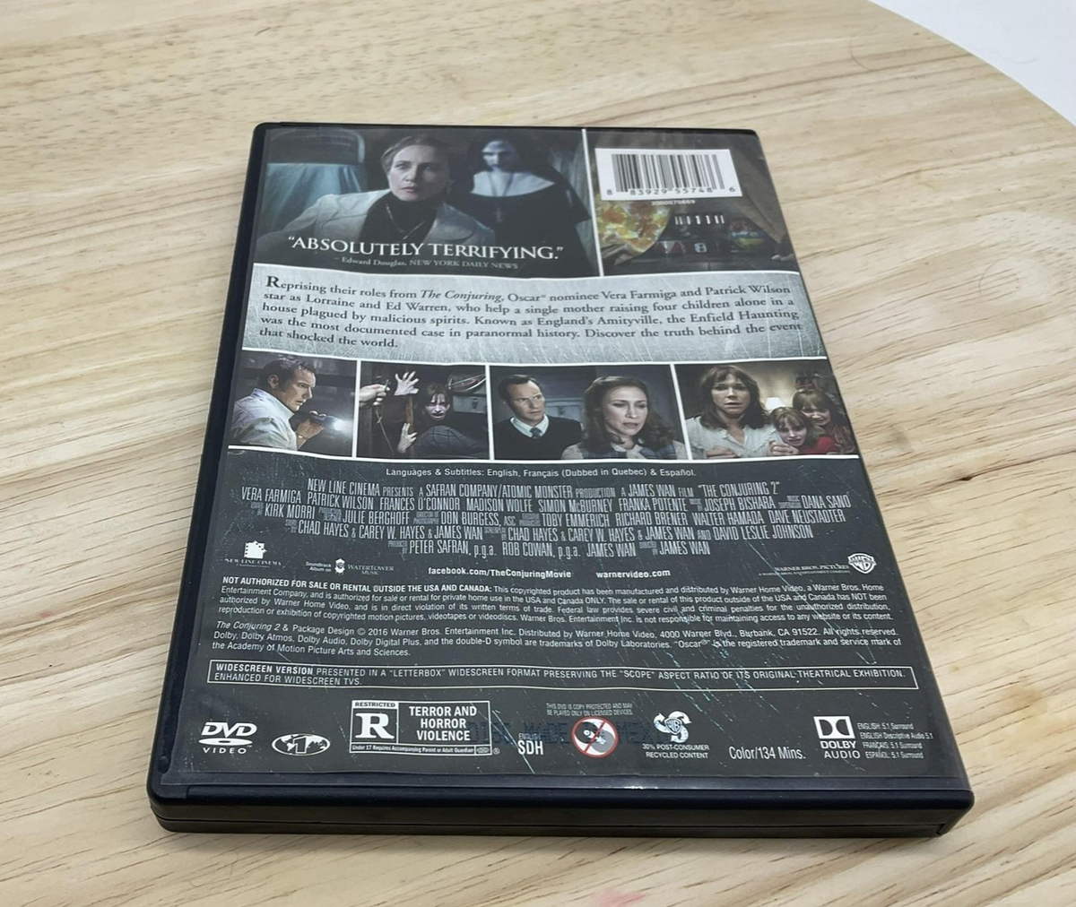 The Conjuring 2 DVD Horror Movie Widescreen 133 Mins R Rated New Line Warner