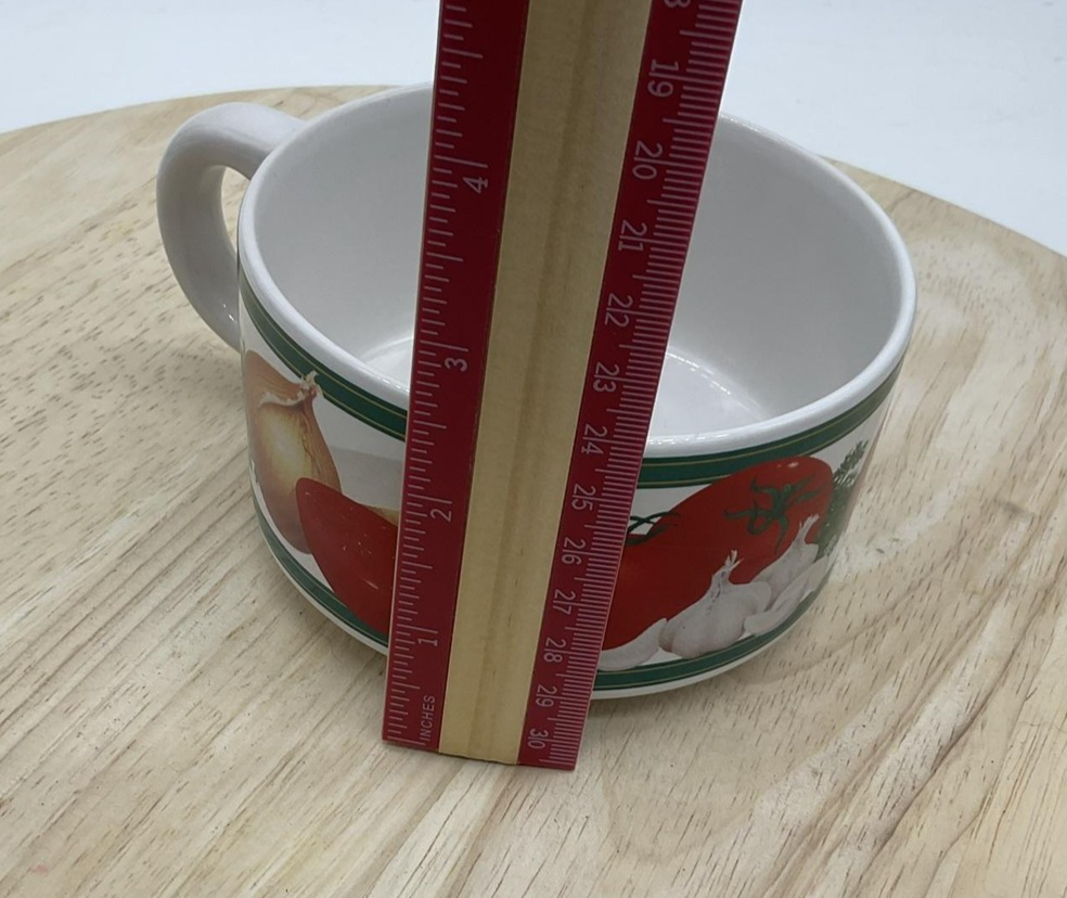 Vegetable Tomato Garlic Onion Ceramic Soup Mug Bowl With Handle Kitchen Decor
