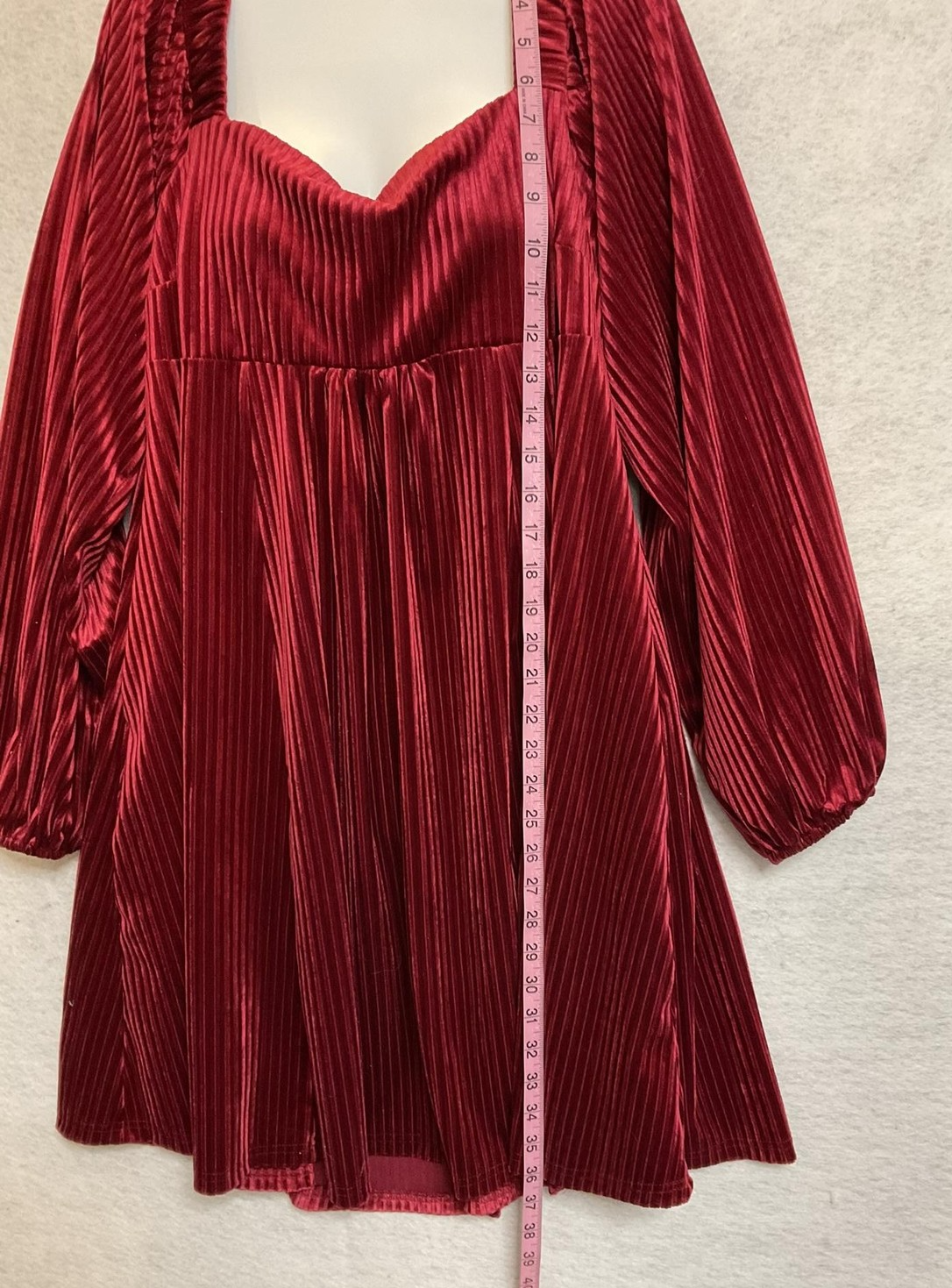 Velvet Dress Womens Medium Red Puff Sleeve Sweetheart Mini Party Cocktail Ruched
