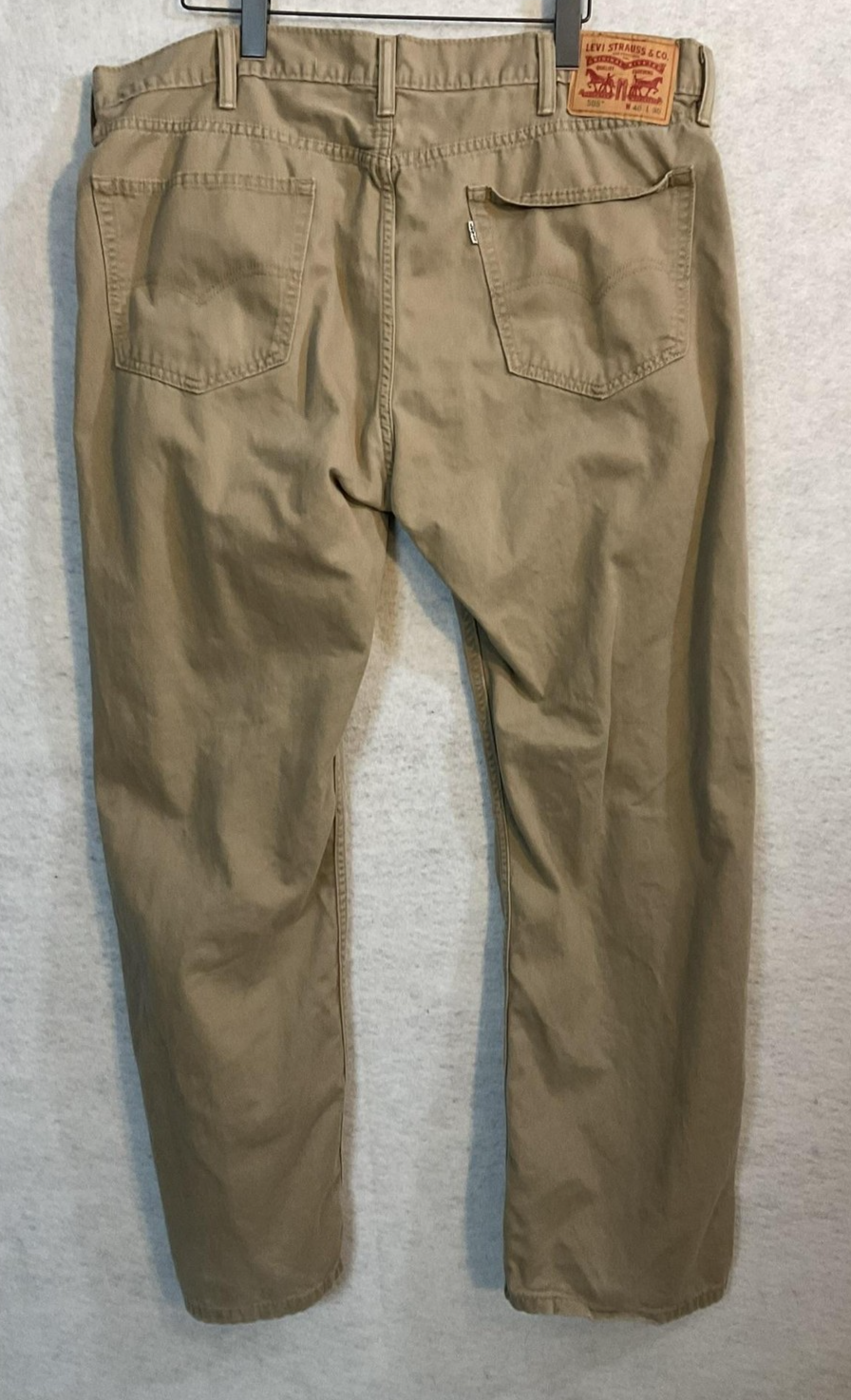 Levi's 505 Jeans Mens 40x30 Beige Khaki Straight Leg Regular Fit Denim 5-Pocket