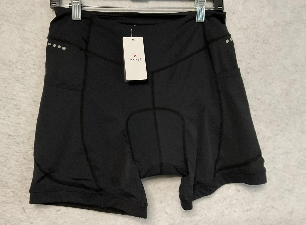 Baleaf Shorts Mens Small Black Padded Cycling Bike Pocket UPF 50+ Compression