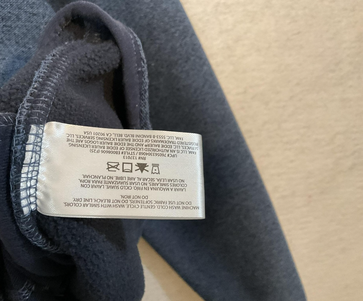 Eddie Bauer Sweatshirt Mens Large Blue Fleece Snap Mock Neck Pullover Pockets