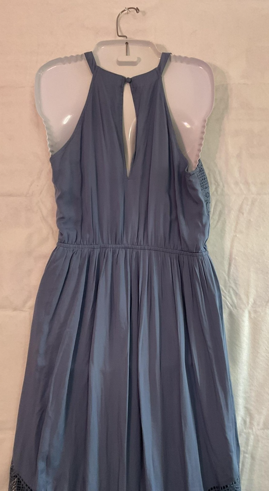 Altar'd State Dress Womens Medium Blue Crochet Halter Maxi Boho Sundress Wedding