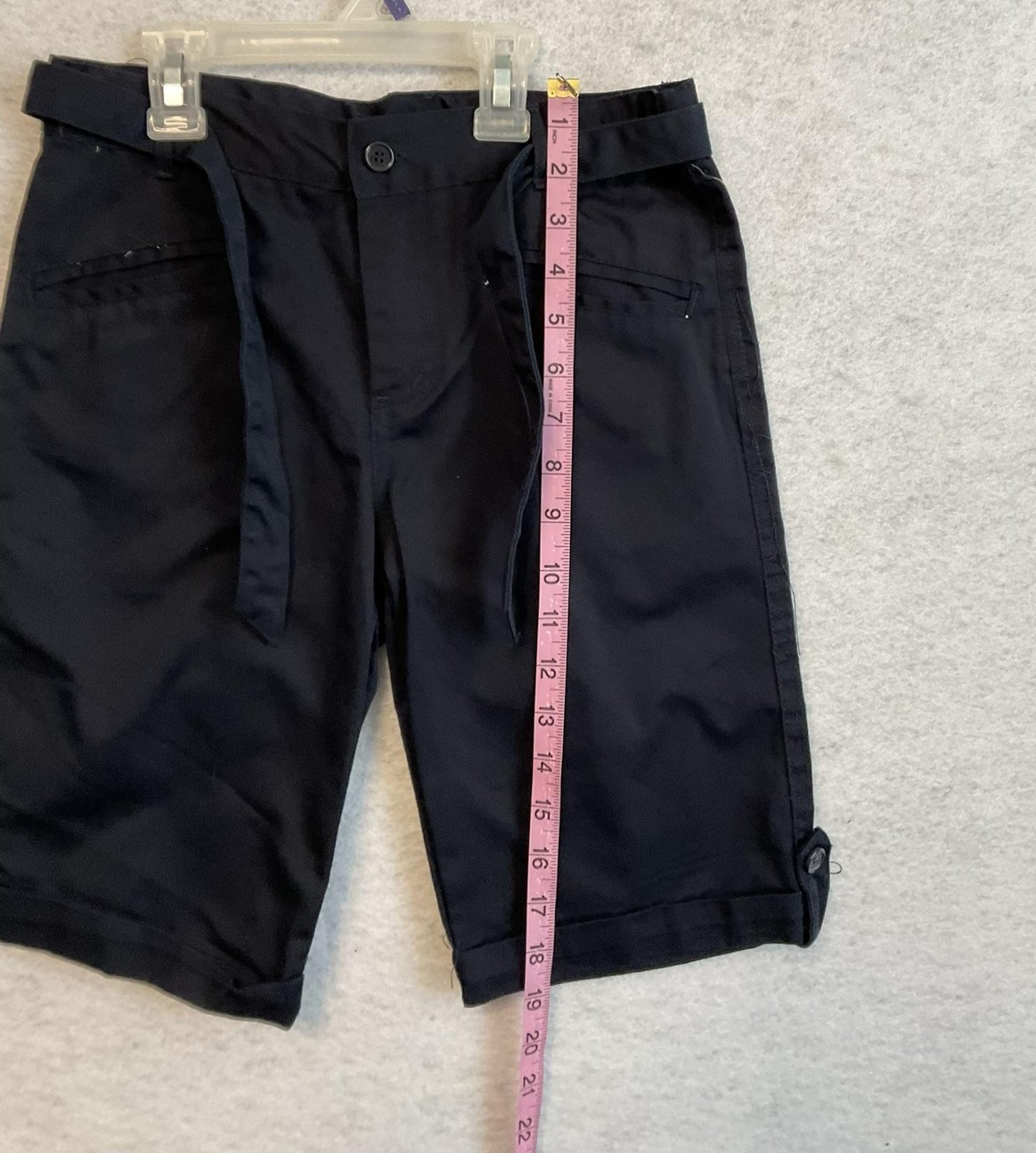 Denice Shorts Girls 14 Blue Twill Bermuda Belted Adjustable Waist School Uniform